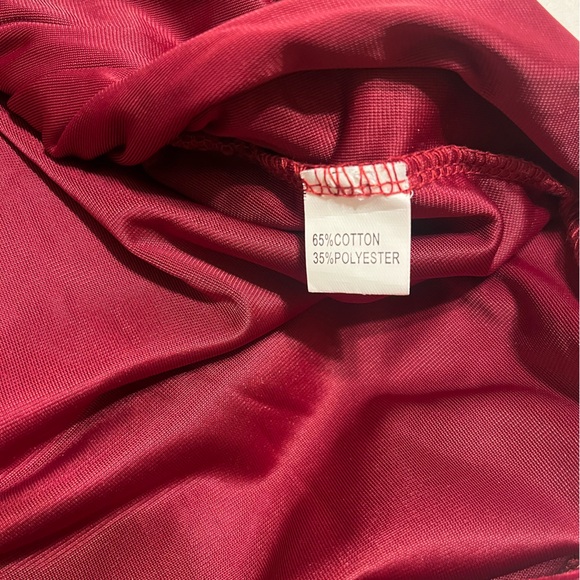 NEW Women’s Velvet Ruched Long Sleeve Wrap Mini Dress Burgundy Size Large 12 - Picture 4 of 10